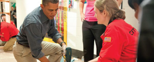 President Barack Obama demonstrates citizen engagement